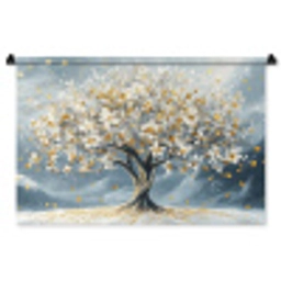 Boom - Winter - Levensboom - Modern - Goud Wandkleed katoen middel -zz3d