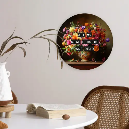 Kleur - Bloemen - Vintage - Bloemenvaas Wandcirkel plexiglas klein -sfeer4