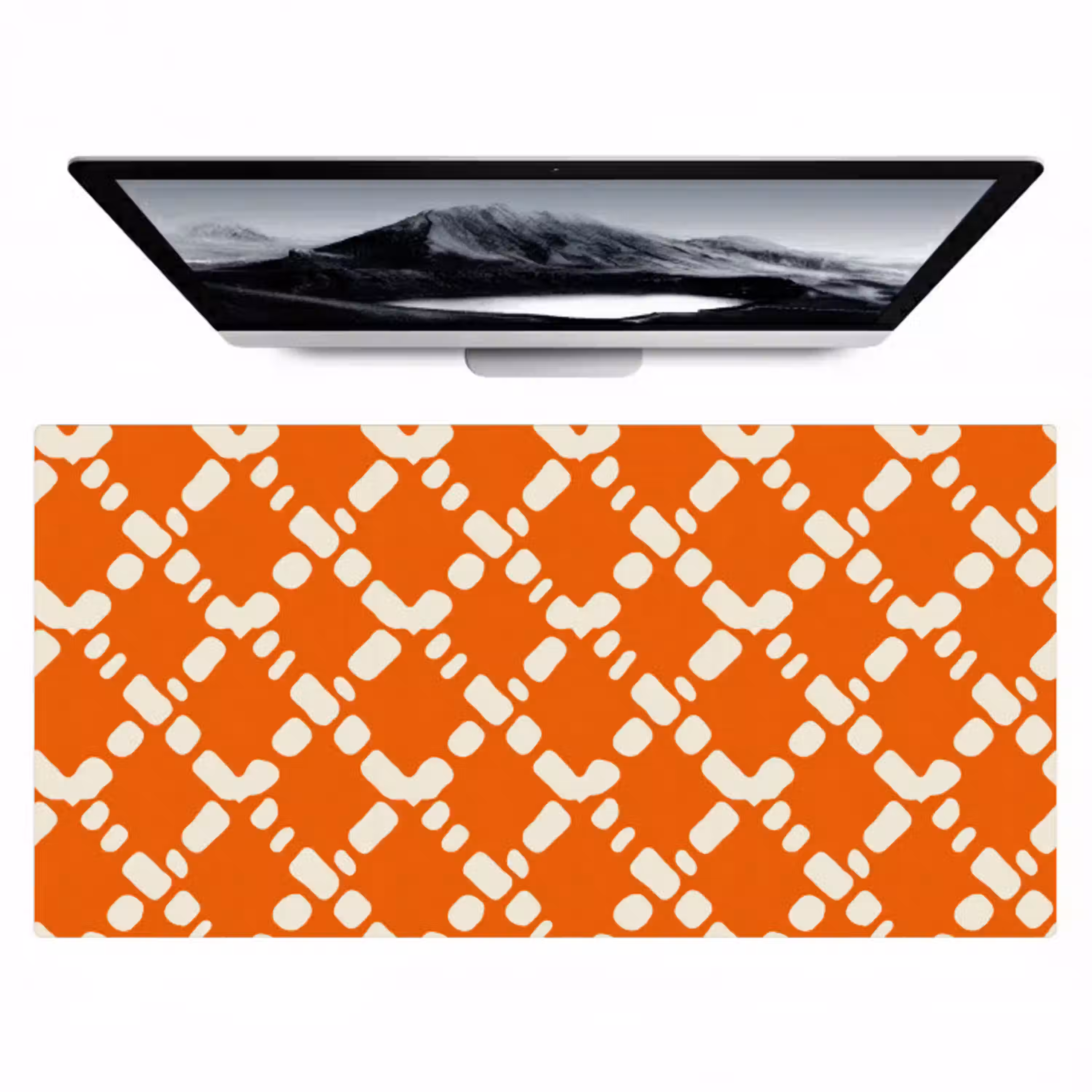 Oranje - Ruitpatroon - Wit Muismat XXL klein 681 -zzz3d