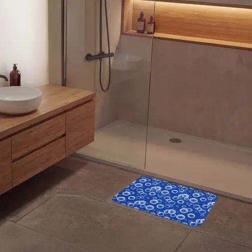 Bubbels - Patroon - Blauw Badmat klein -sfeer2