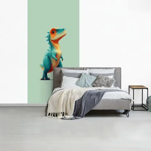 Cartoon - Dino - Oranje - Stekels fotobehang vinyl groot -slaapkamer