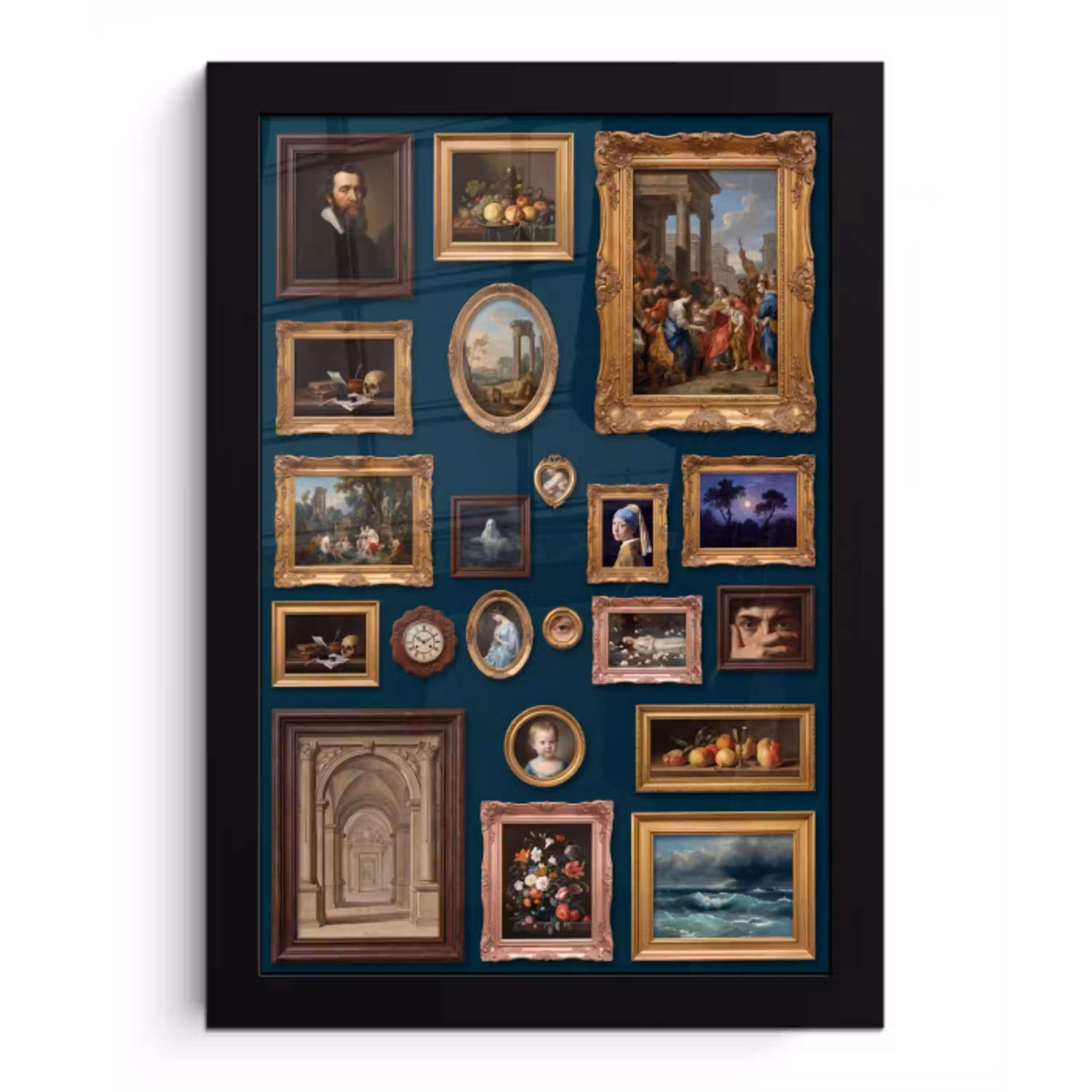 Kunst - Schilderijen - Decoratie - Klassiek - Groen fotolijst zwart zonder passe partout klein -3d