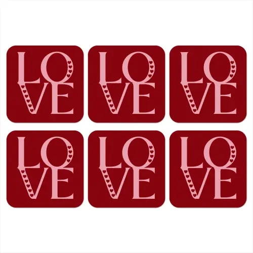 Love - Rood - Hatjes onderzetter kurk middel -3d