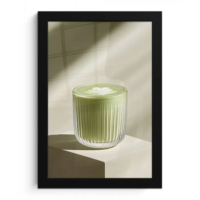Matcha - Glas - Groen - Minimalistisch fotolijst zwart zonder passe partout klein -3d