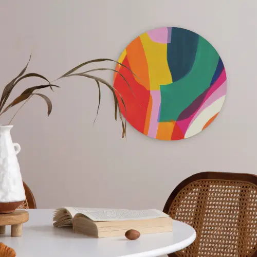 Vormen - Golvend - Abstract - Felroze Akoestische PET Vilt - Rond klein -sfeer3