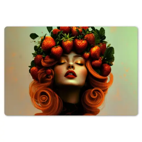 Vrouw - Aardbeien - Kroon Placemat vinyl groot -zzsfeer1_Kitchenyeah-website