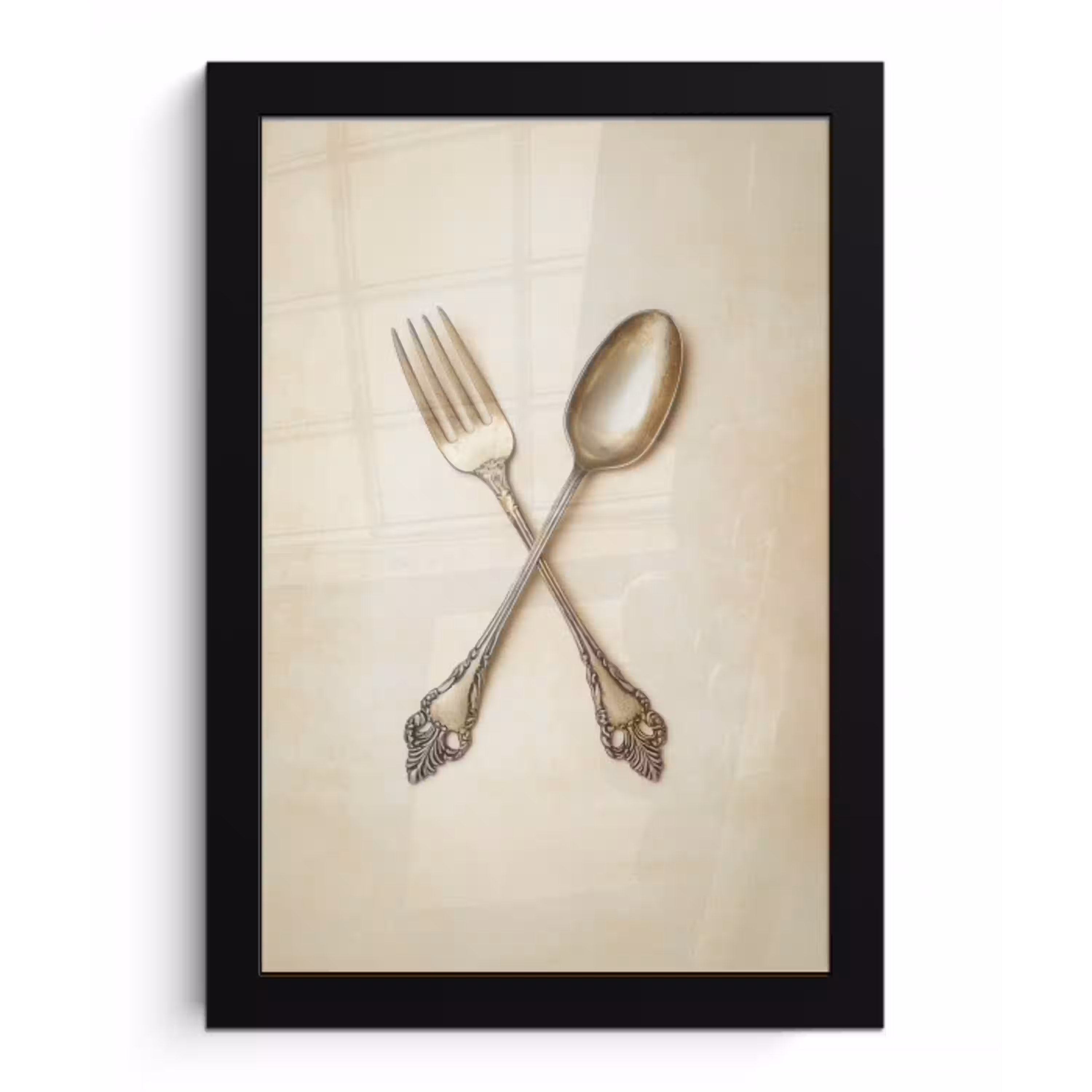 Beige - Vintage - Bestek fotolijst zwart zonder passe partout klein -3d