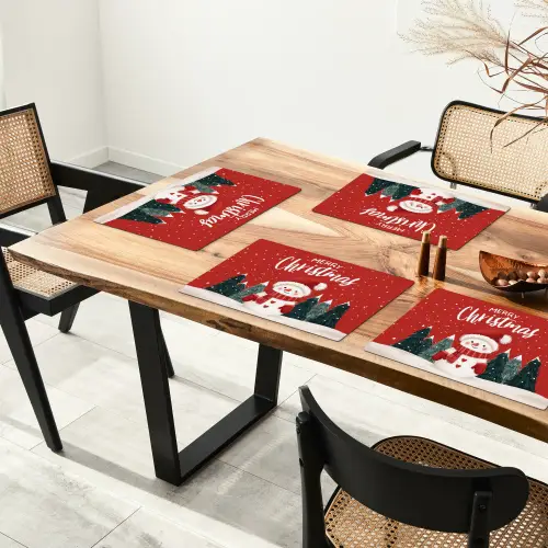 Kerstgroet - Sneeuw - Rood Placemat vinyl groot -zzsfeer4_Kitchenyeah-website