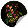 Bloemen - Vaas - Kleurrijk Wandcirkel behangsticker klein -3d