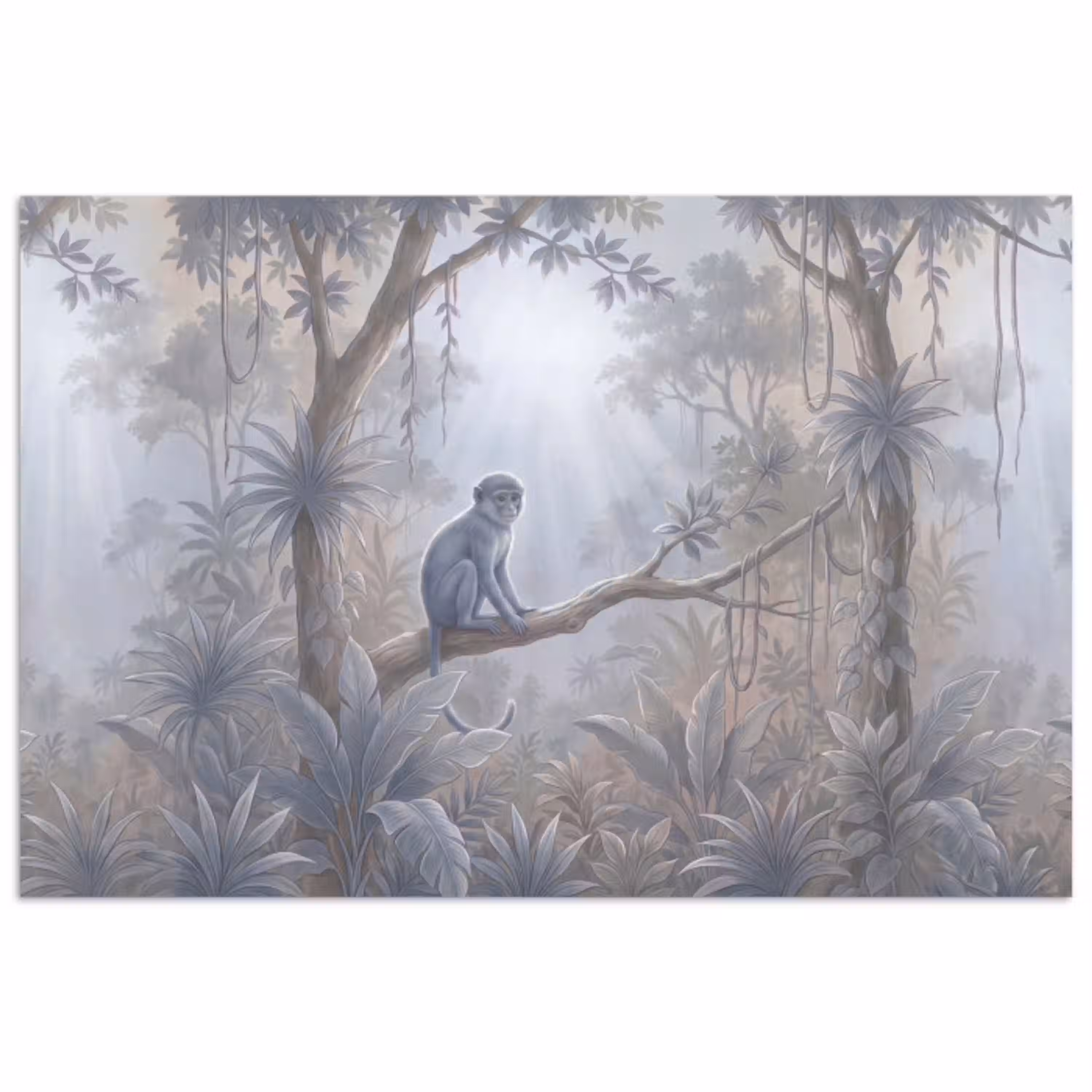 Aap - Boom - Jungle - Natuur - Grijs poster papier klein -3d