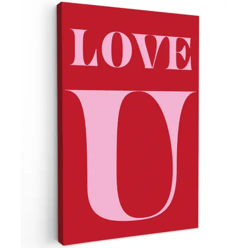 Rood - Love - Valentijn - Roze Tuinposter op houten frame 2 cm dik klein -3d
