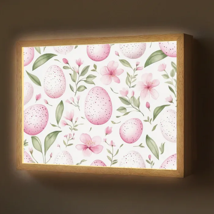 Patroon - Eieren - Roze - Pasen Light Box met batterij (Wandlamp) middel -z3d_website