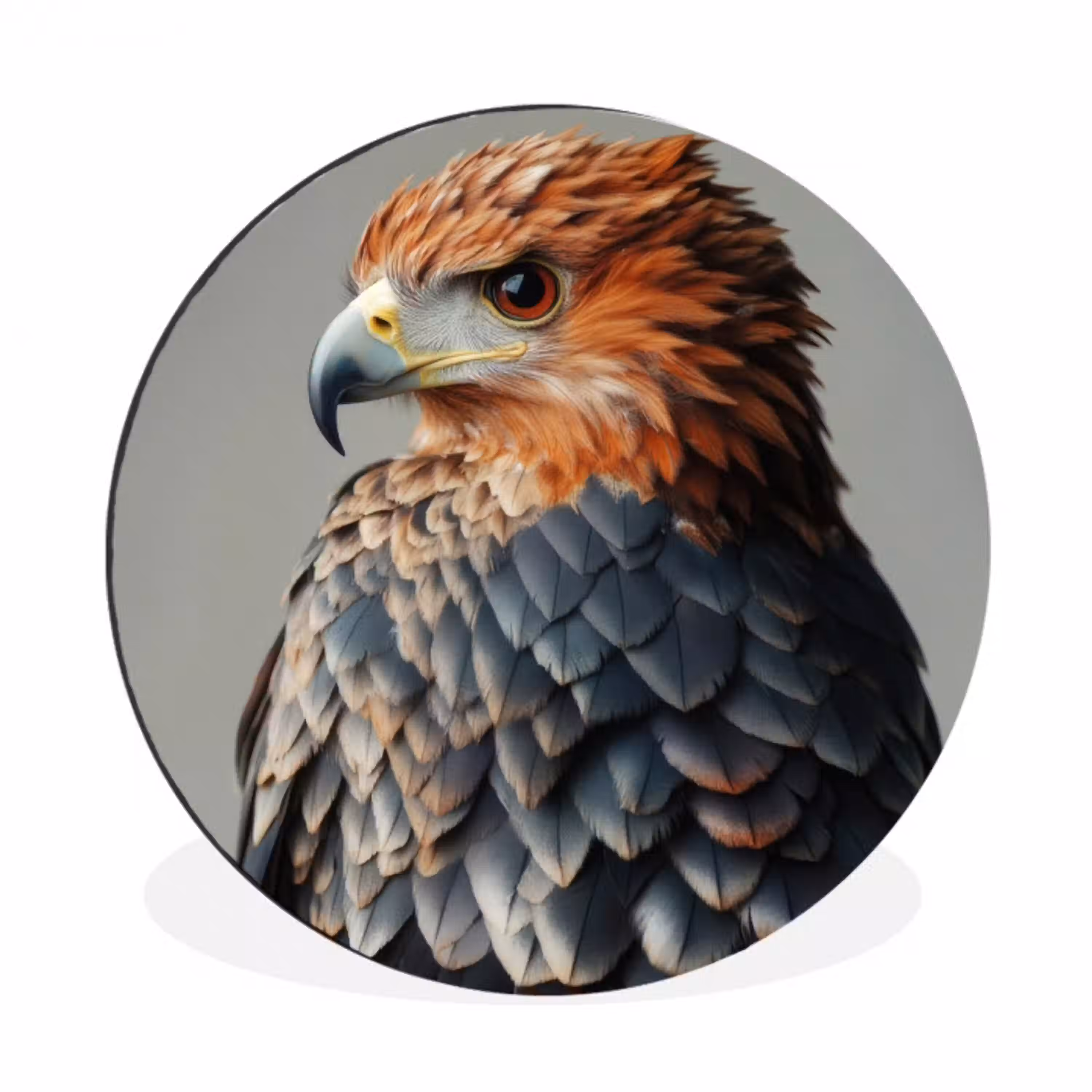Vogel - Realistisch - Veren - Bruin Wandcirkel aluminium klein -3d