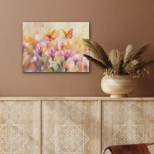 Vlinders - Oranje - Bloemen PET vilt klein -sfeer4