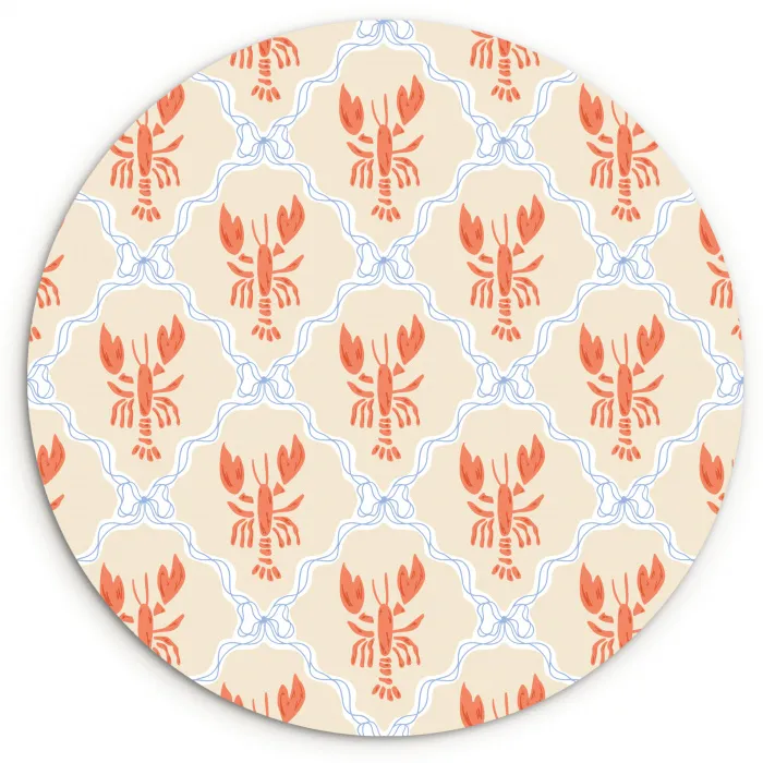 Zee - Kreeft  - Blauw - Geel - Oranje Wandcirkel kunststof plaat 5mm dik klein 188 -3d