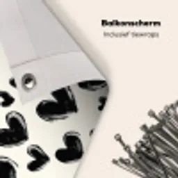 Hartjes - Patroon - Zwart Balkonbeschermer Duitsland klein 596 -closeup_NL