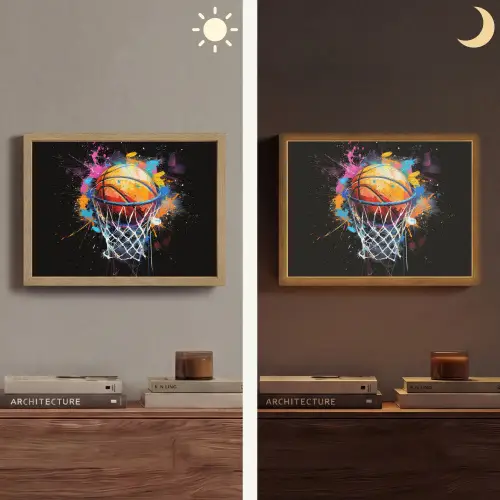 Graffiti - Sport - Basketbal - Basket Light Box met batterij (Wandlamp) middel -sfeer3
