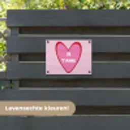 Hart - Frans - Valentijn - Roze tuinposter los doek klein -sfeer3