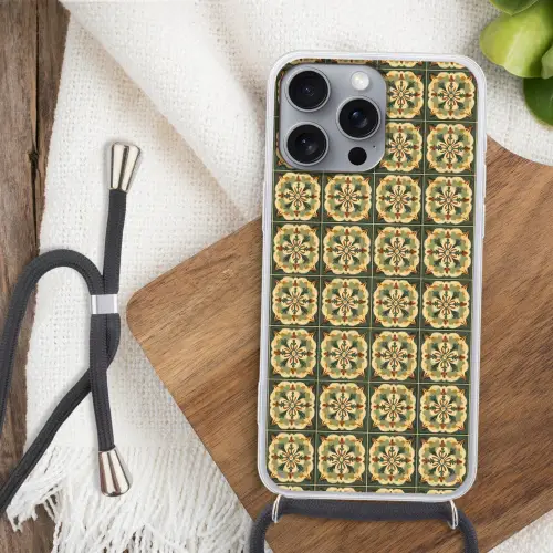 Ornament - Patroon - Groen Hoesje iPhone 16 Pro Max met koord klein 804 -sfeer4
