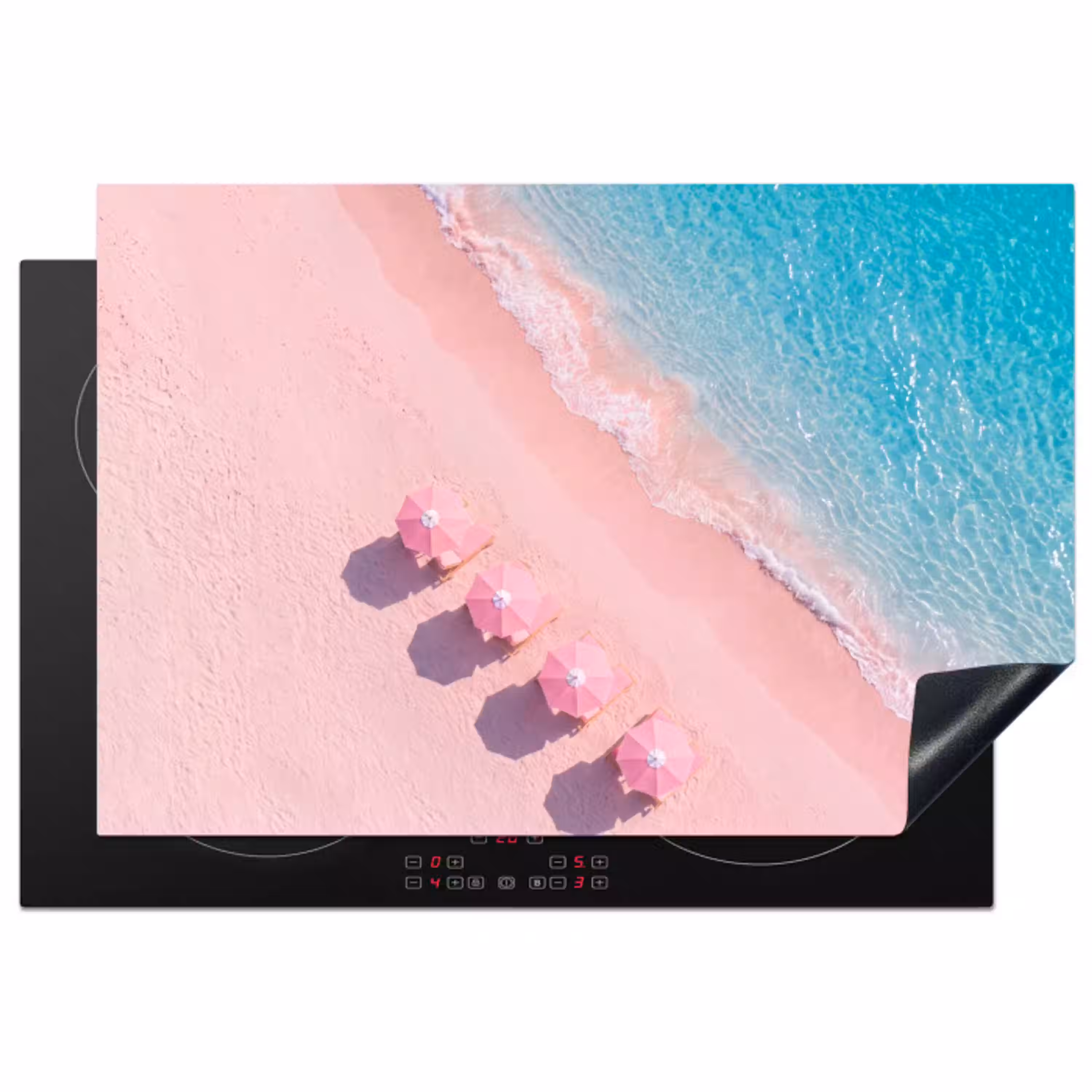 Strand - Roze zand - Zee - Zomer - Natuur Inductie beschermer vinyl 3mm klein -3d