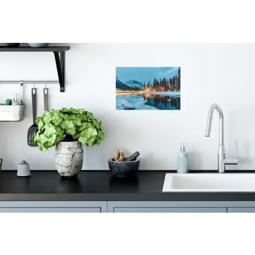 Winterlandschap - Natuur - Huis - Bergen - Sneeuw Muursticker klein -keuken