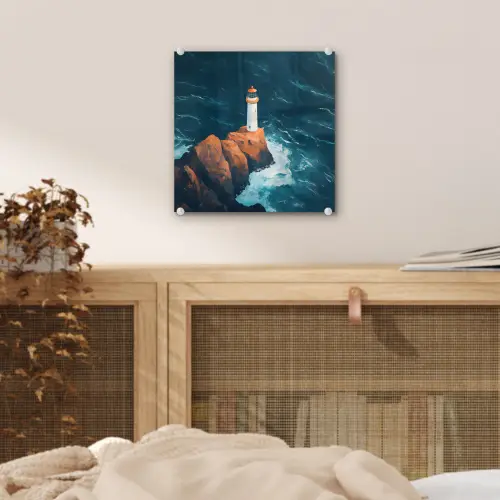 Vuurtoren - Rots - Zee - Golven plexiglas 5mm klein -sfeer4