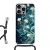 Kwallen - Zee - Wit - Golven Hoesje iPhone 16 Pro Max met koord klein -3d