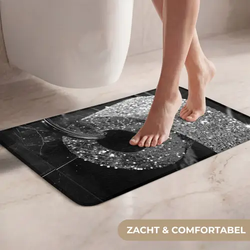 WC - Toilet papier - Zwart wit - Glitters WCmat klein -USP_ZachtNL