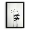 Bladeren - Zwart - Lotusbloem - Minimalitisch fotolijst zwart zonder passe partout klein -3d