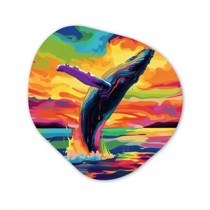 Zonsondergang - Walvis - Geschilderd - Kleurrijk Wandcirkel Organisch Forex 3mm klein -3d