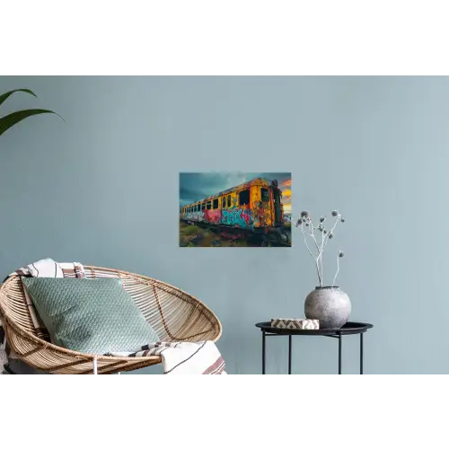 Graffiti - Trein - Street art - Verlaten Muursticker klein -plant
