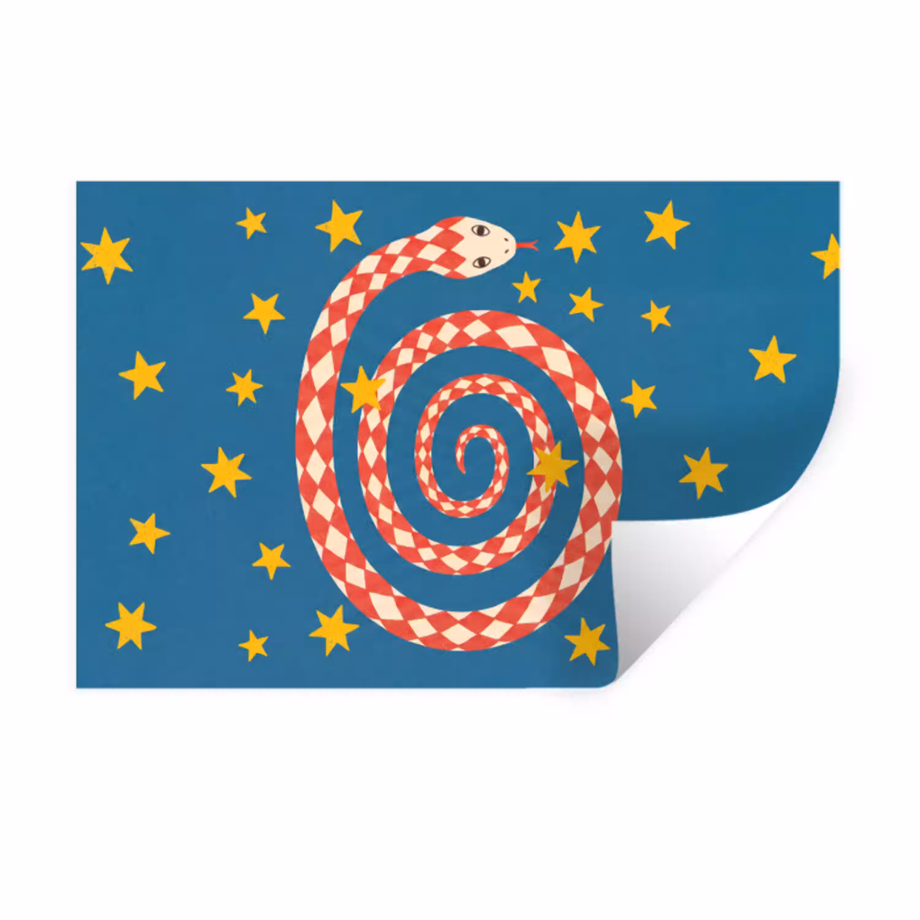 Slang - Spiraal - Dieren - Illustratie - Rood Muursticker klein -3d