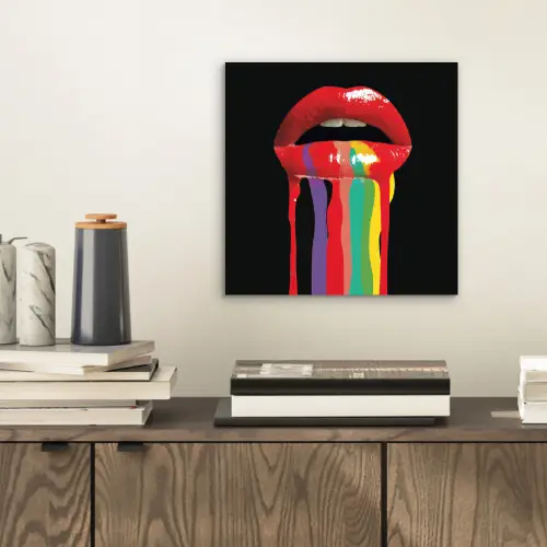 Lippen - Kleuren - Zwart aluminium wit klein -sfeer1