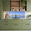 Skyline - Blauw - Zee - Gebouwen - Stad keuken achterwand 2 middel -sfeer3