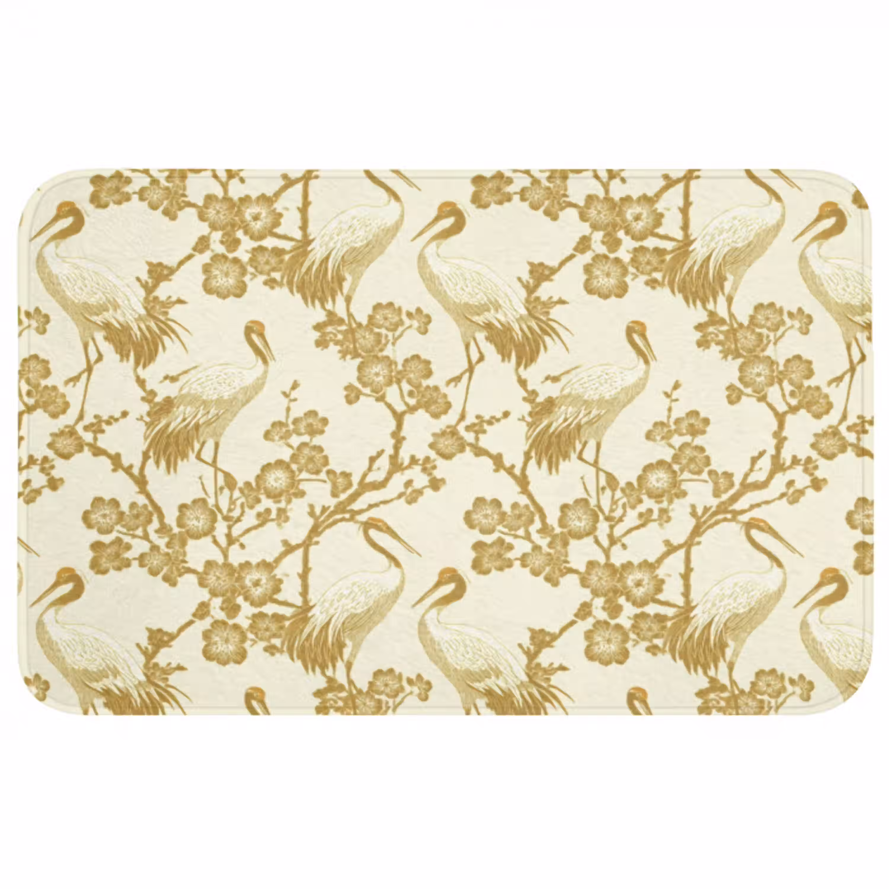 Kraanvogels - Kersenbloesem - Goud Badmat middel 997 -3d