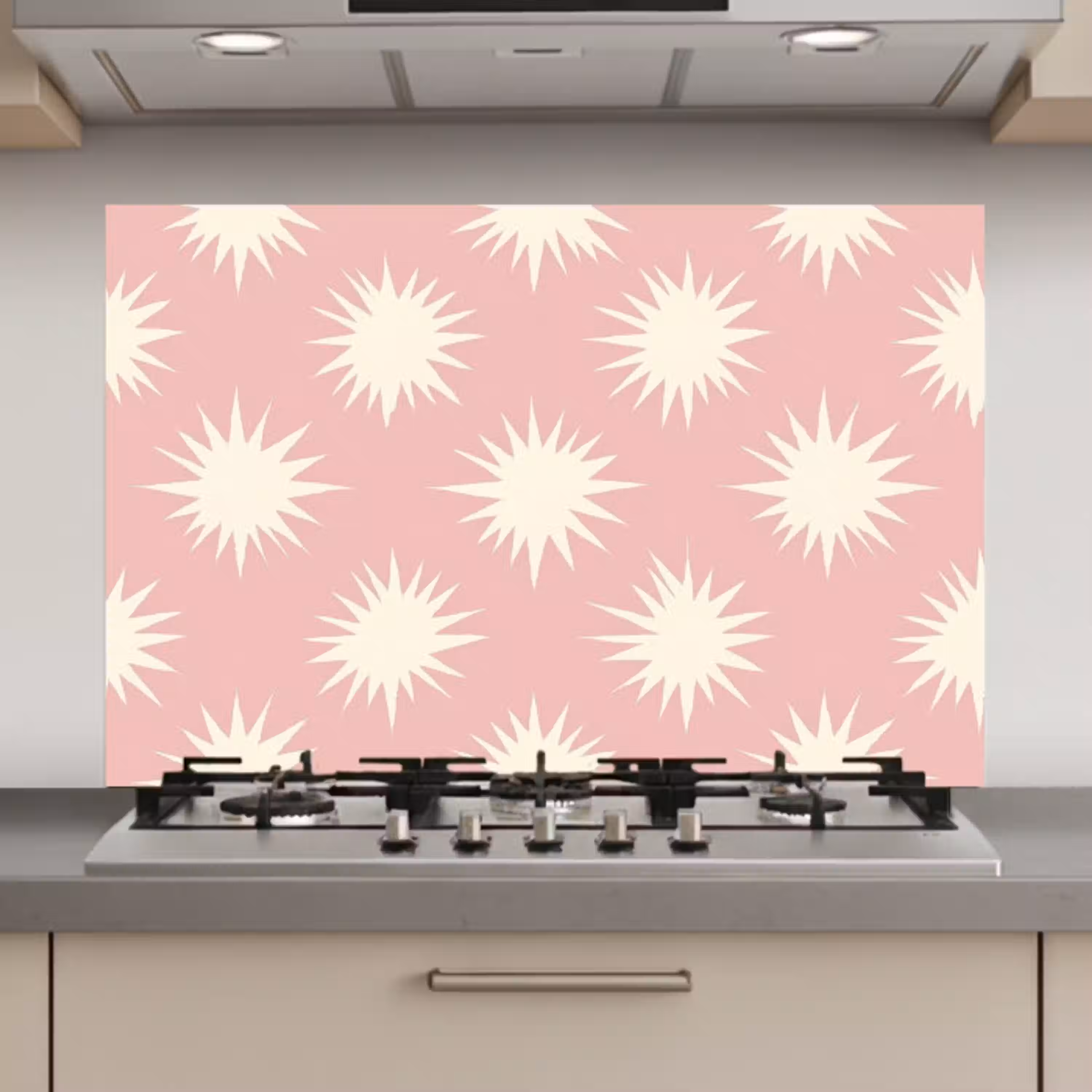Zonnen - Patroon - Roze keuken achterwand spatscherm klein 900 -3d_website