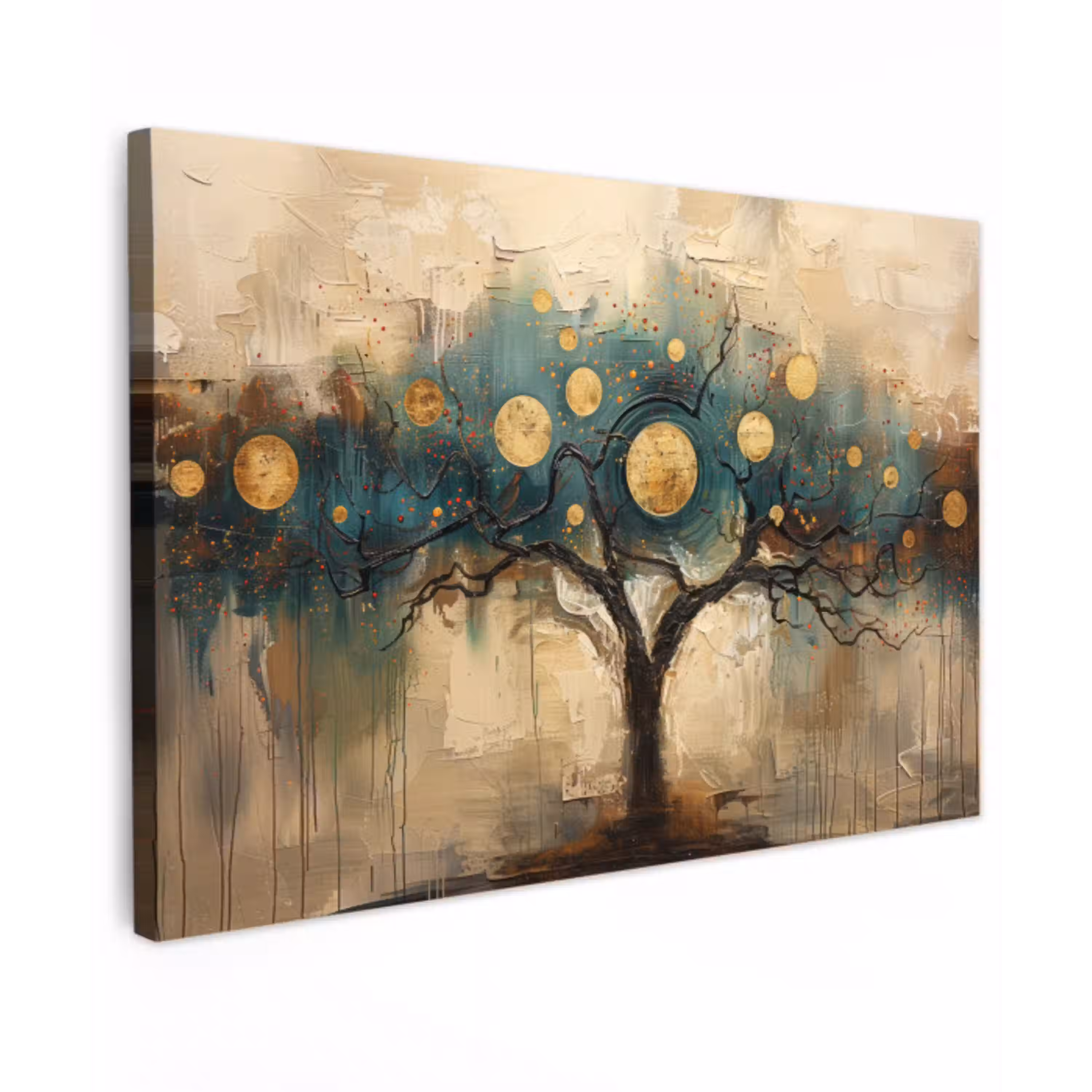 Boom - Kunst - Maan - Watercolor canvas 2cm klein -z3d