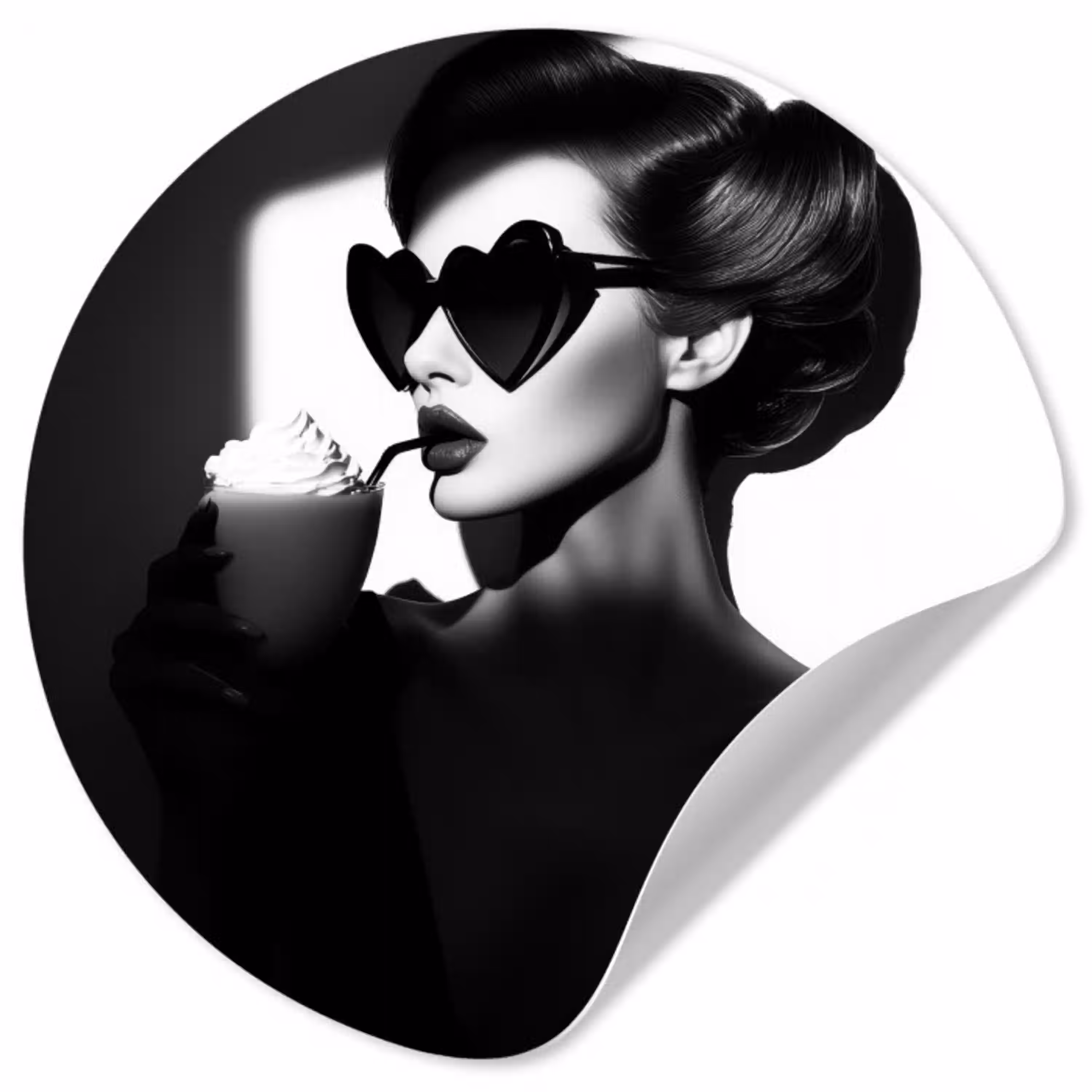 Vrouw - Zwart - Hart Wandcirkel behangsticker klein -3d