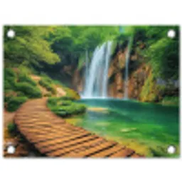 Boswaterval met Houten Pad tuinposter los doek klein -3d