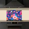 Bloemen - Blauw - Roze keuken achterwand spatscherm klein -sfeer1