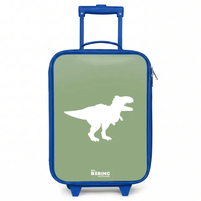 Kids’ Suitcase - Blue - Green with T-rex dino