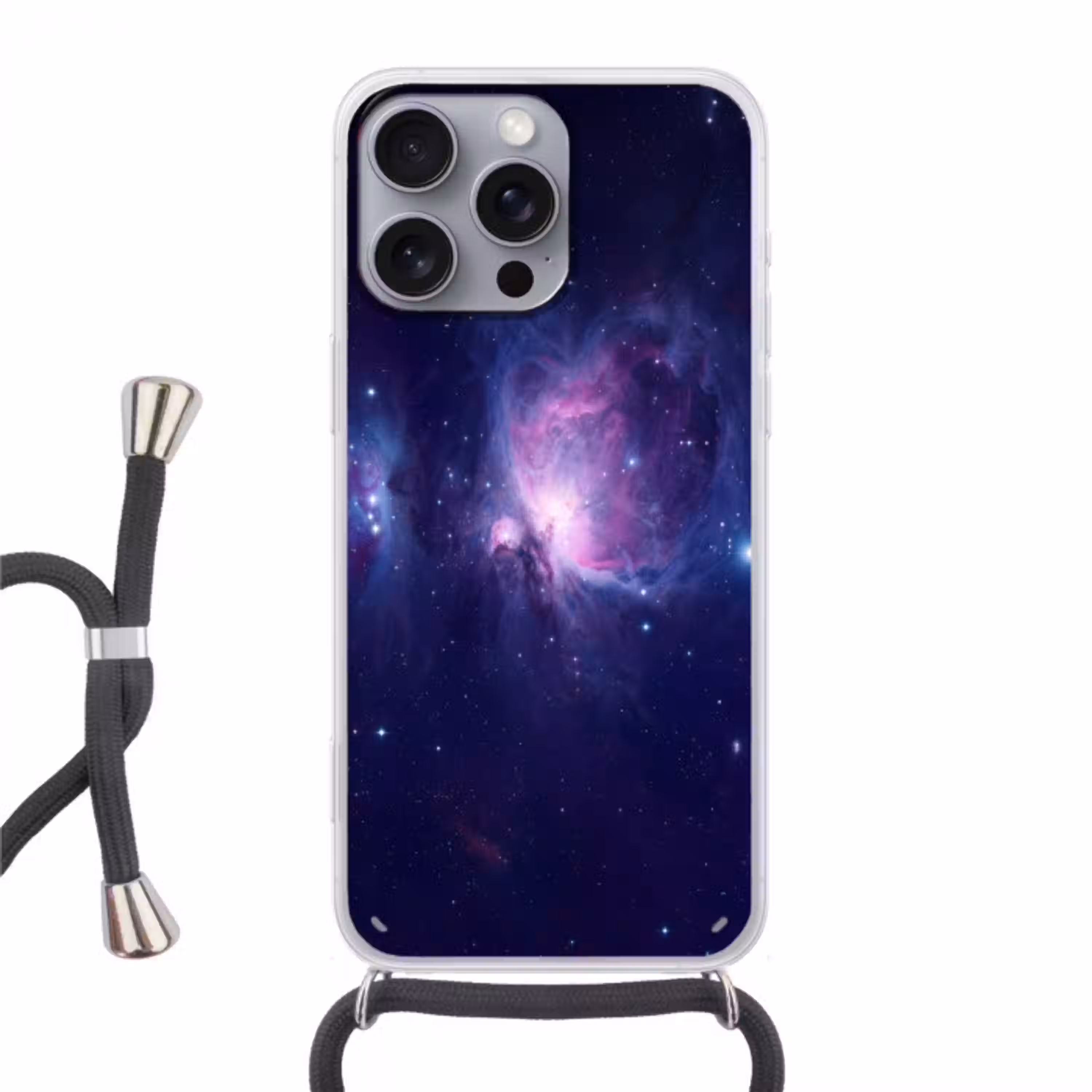 Ruimte - Sterren - Kleurrijk Hoesje iPhone 16 Pro Max met koord klein -3d