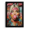 Vrouw - Kauwgom - Graffiti - Love fotolijst zwart zonder passe partout klein -3d