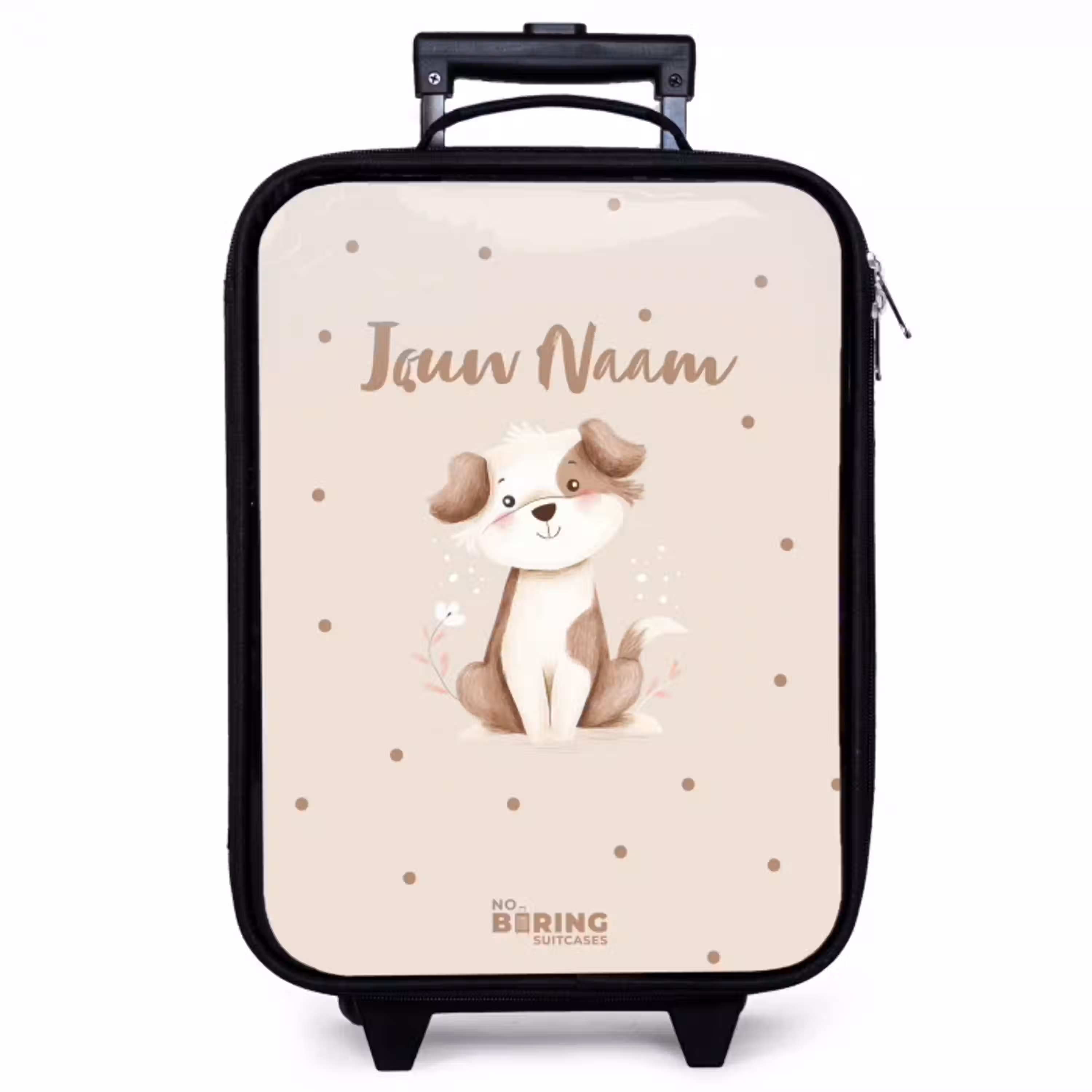 Honden pup omringd door bruine stippen Kinderkoffer - Zwart klein -zzz_website3d
