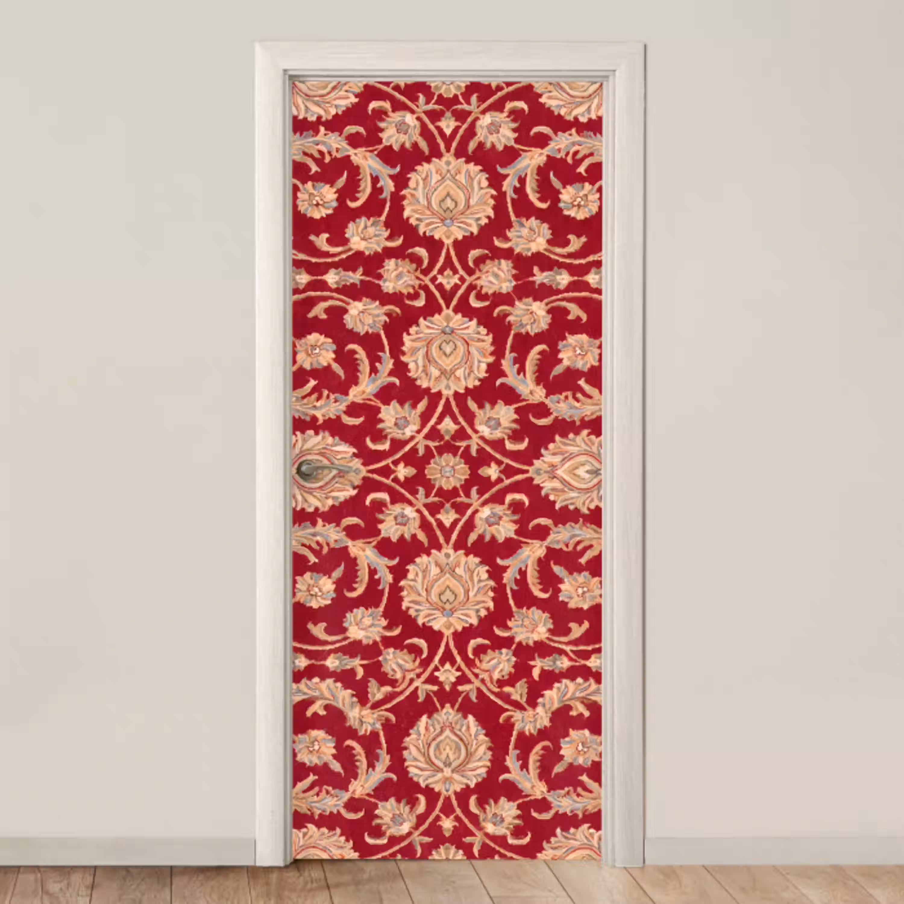 Patroon - Bloem - Klassiek - Oosters - Rood deurposter klein -3d_beige