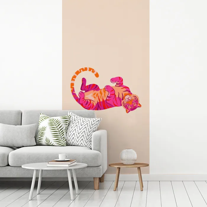 Tijger - Roze - Oranje fotobehang vinyl groot -woonkamer