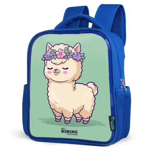 Kawai - Alpaca - Groen Kinderrugzak - Blauw middel -schuin