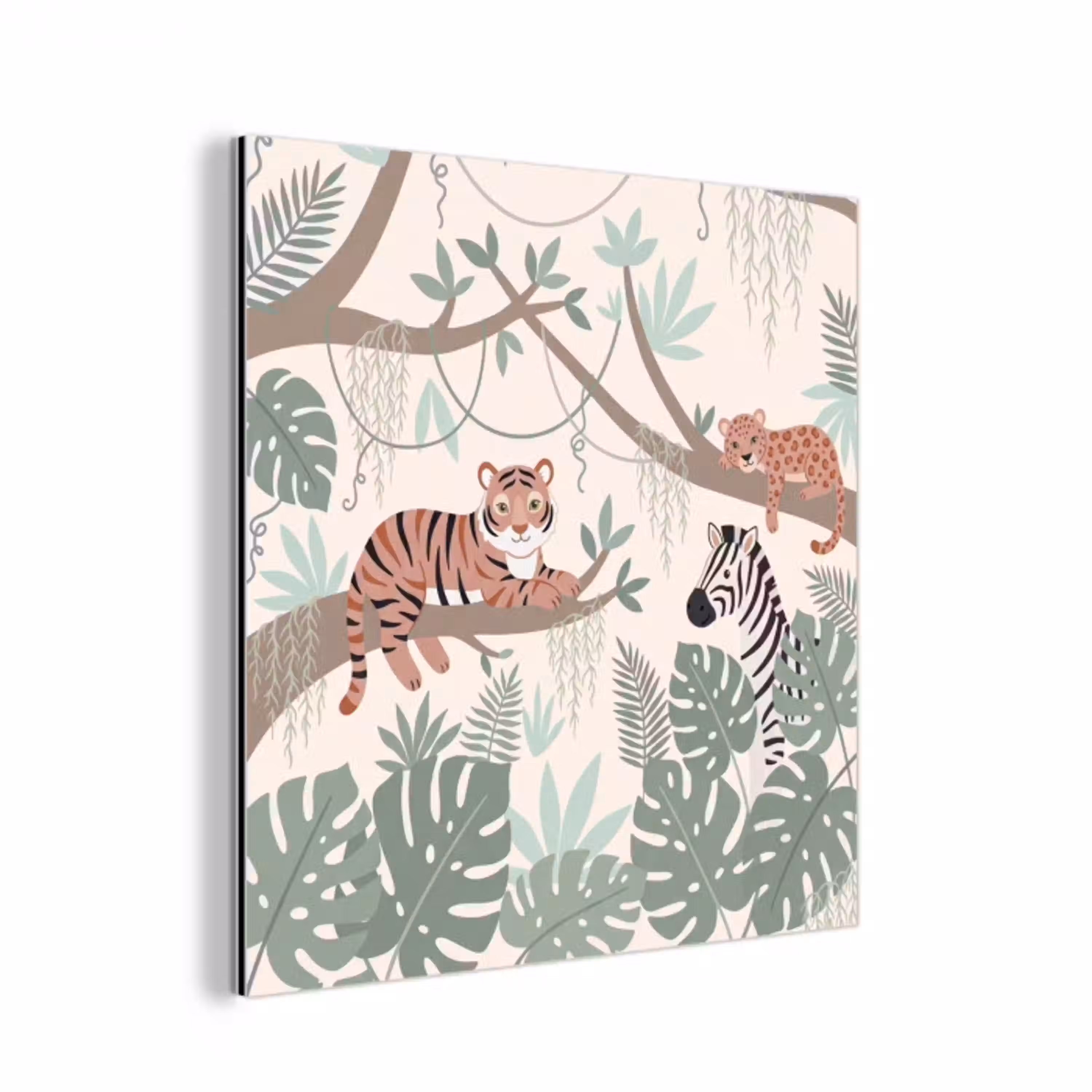 Jungle - Rustiek - Pastel aluminium wit klein -3d