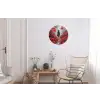 Rode bloemen - mistig - Man Wandcirkel aluminium klein -woonkamer