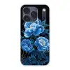 Bloemen - Zwart - Blauw - Modern Telefoonhoesje iPhone 17 Pro klein -3d